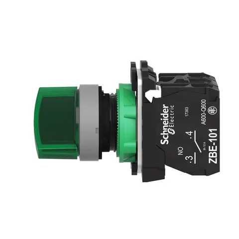 Schneider Electric XB5AK123B5C0 Illuminated Selector Switch, 22mm, Universal LED, 2 Positions, 1NO + 1NC, 24V AC/DC — Switches & Modular Apparatus
