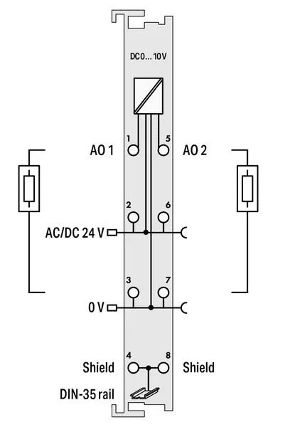 Wago 750-560 2-channel analog output; 0 ... 10 VDC; 10 bits; 100 mW/24 V — PLC