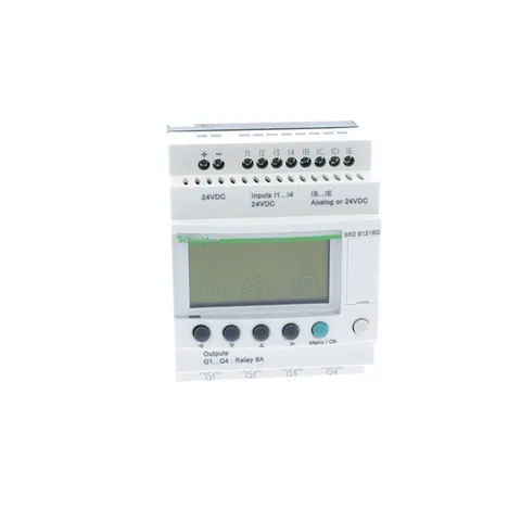 Schneider Electric SR2B121BD compact smart relay, Zelio Logic SR2 SR3, 12 IO, 24V DC, clock, display, 4 relay outputs — PLCs
