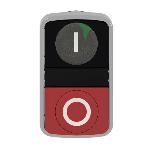 Schneider Electric ZB4BL7341 Head for double headed push button, Harmony XB4, metal, 22mm, 1 green flush marked I + 1 red projecting marked O — Control e HMI