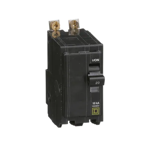 Schneider Electric QOB220 Mini circuit breaker, QO, 20A, 2 pole, 120/240VAC, 10kA, bolt on mount — General Accessories