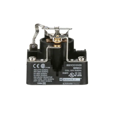 Schneider Electric 8501CO15V20 Power Relay, Type C, 2 HP, 30A resistive at 300 VAC, SPDT, 1 normally open and 1 normally closed contact, 120 VAC coil — Accesorios generales