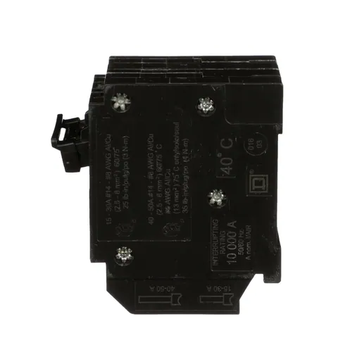 Schneider Electric HOMT220240 Quad tandem circuit breaker, Homeline, 1 x 2 pole at 20A, 1 x 2 pole at 40A, 120/240VAC, 10kA AIR, plug in, UL — General Accessories