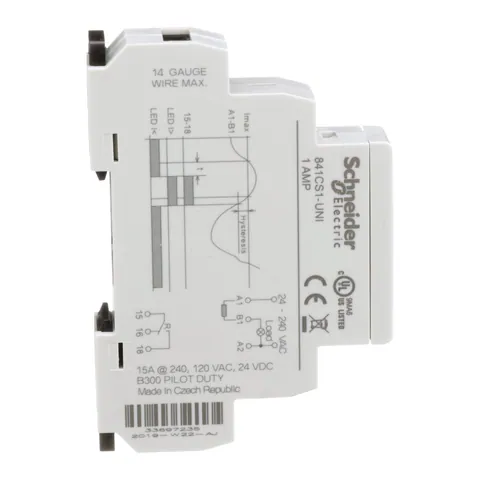 Schneider Electric 841CS1-UNI Current sensor relay, SE Relays, SPDT, 15A, 24 to 240 VAC, 1 time scale, 100 mA to 1 A, DIN mounting — Akcesoria ogólne
