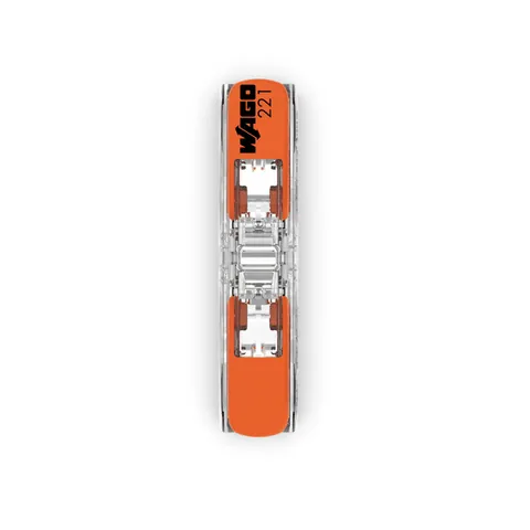Wago 221-2411 Inline splicing connector with lever; for all conductor types; max. 4 mm²; 2-conductor; transparent housing; Transparent cover; Surrounding air temperature: max 85°C (T85); 4,00 mm²; transparent — Connectors & Plugs