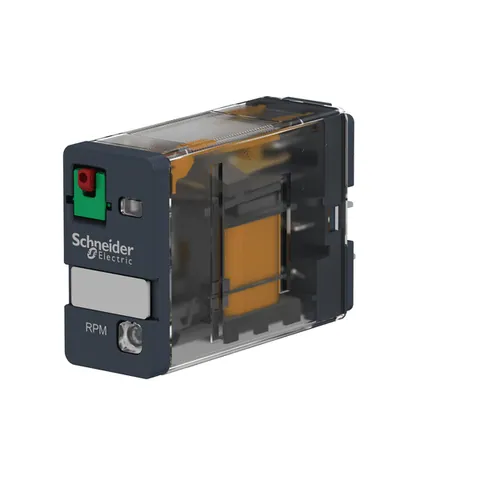 Schneider Electric RPM12B7 plug-in relay, Harmony electromechanical relays, 15A, 1CO, with LED, lockable test button, 24V AC — Contactores y relés
