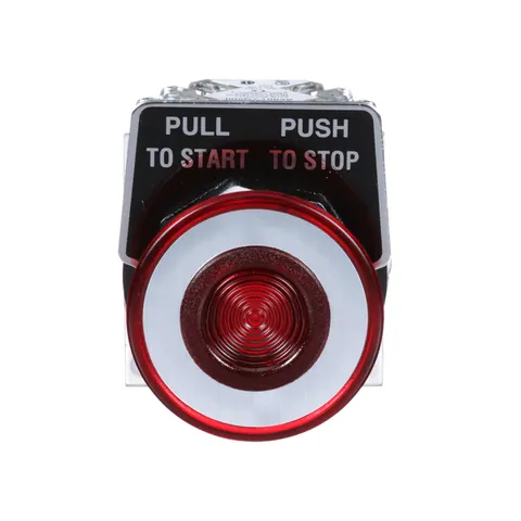 Schneider Electric 9001KR9RH13 30mm Push Button, Type K, push pull operator, red mushroom cap, 1 NO and 1 NC — Switches & Modular Apparatus