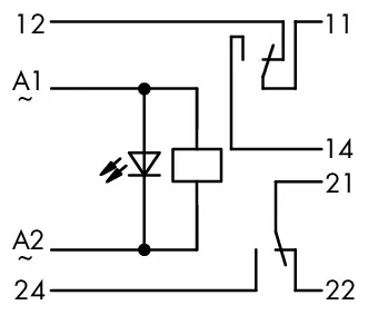 Wago 286-516 Relay module; Nominal input voltage: 230 VAC; 2 changeover contacts; Limiting continuous current: 7 A; Red status indicator; Module width: 15 mm; gray — Contactors & Relays