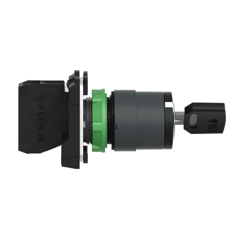 Schneider Electric XB5AG21 Harmony XB5 Key Switch Selector, 2 Positions, Stay Put Mechanism, 22mm Diameter — Switches & Modular Apparatus