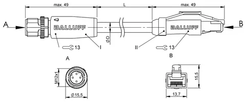 Balluff BCC0JF4 Ethernet/Profinet cables — Allgemeines Zubehör