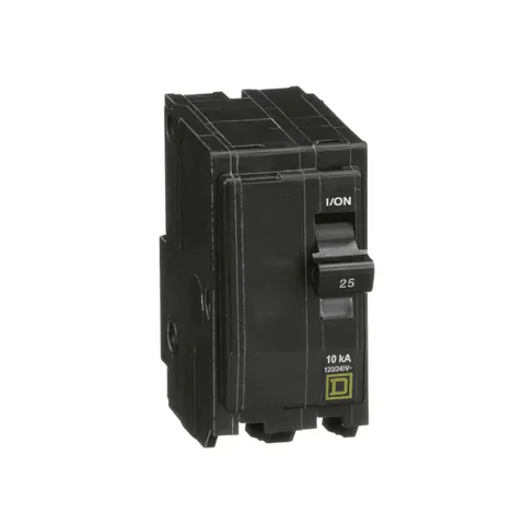 Schneider Electric QO225 Thermal Magnetic Circuit Breaker, 25A, 2 Pole, 120/240VAC, 10kA, Plug-In Mount — General Accessories