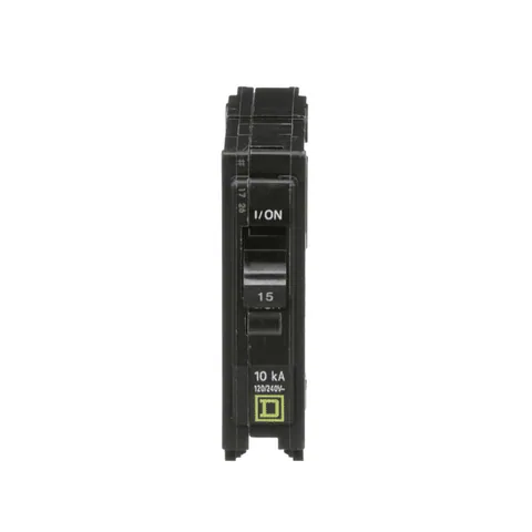 Schneider Electric QO115 Mini circuit breaker, QO, 15A, 1 pole, 120/240VAC, 10kA, plug in mount — Circuit Breakers & Fuses