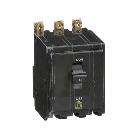 Schneider Electric QOB315VH Mini circuit breaker, QO, 15A, 3 pole, 120/240VAC, 22kA, bolt on mount — Accessori generali