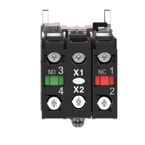 Schneider Electric ZB4BW065 Light block with body fixing collar, Harmony XB4, metal, for BA9s bulb, lt 250V, 1NO+1NC — Switches & Modular Apparatus