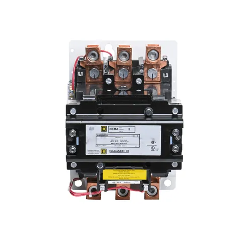 Schneider Electric 8502SGO2V06 NEMA Contactor, Type S, nonreversing, Size 5, 270A, 200HP at 575VAC, 3 phase, up to 100kA, 3 pole, 480VAC coil, open — Contactors & Relays