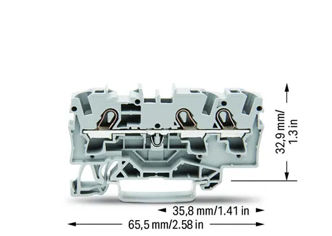 Wago 2004-1301 TOPJOB®S feedthrough terminal block; rail mount; 3-conductor; 6.2 mm wide; gray — Terminal Blocks