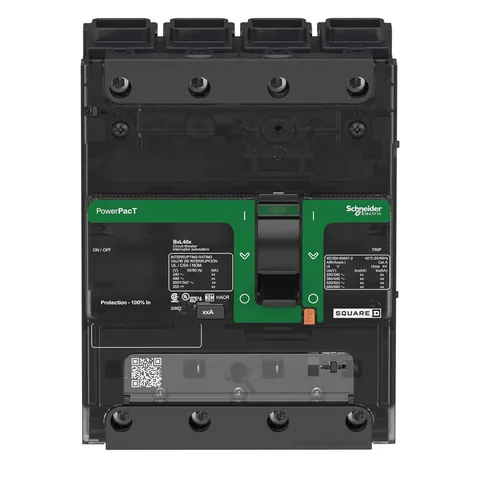 Schneider Electric BDF46050 Circuit breaker, PowerPacT B, 50A, 4 pole, 600Y/347VAC, 14kA, terminal nut, thermal magnetic, 80% — PLCs
