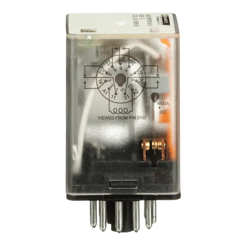 Schneider Electric 8501KPR13P14V14 Plug in relay, Type KP, tubular, 1 HP at 277 VAC, 10A resistive at 120 VAC, 11 pin, 3PDT, 3 NO, 3 NC, 24 VAC coil, light — General Accessories