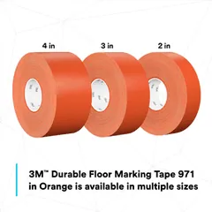 3M 7100260043 Durable Floor Marking Tape 971, Orange, 3 in x 36 yd, 17 mil, 4 Rolls/Case, Individually Wrapped Conveniently Packaged — General Accessories