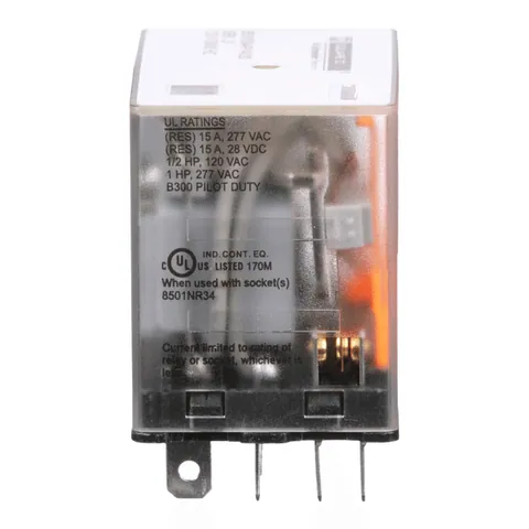 Schneider Electric 8501RS44P14V20 Plug in relay, Type R, miniature, 1 HP at 277 VAC, 15A resistive at 120 VAC, 14 blade, 4PDT, 4 NO, 4 NC, 120 VAC coil — General Accessories