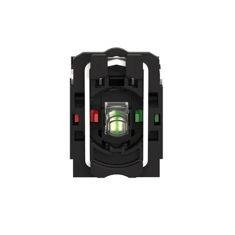 Schneider Electric ZB5AW0G15 Complete body contact assembly and light block, Harmony XB5, XB4, with body fixing collar, universal LED, 110...120V, 1NO + 1NC — General Accessories