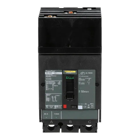 Schneider Electric HDA36060 PowerPacT H-Frame Circuit Breaker, 60A, 3 Pole, 600VAC, 14kA, I-Line, Thermal Magnetic, 80%, ABC — Accessori generali