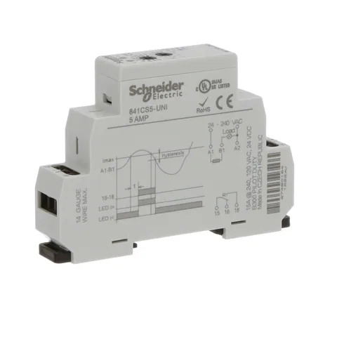 Schneider Electric 841CS5-UNI Current sensor relay, SE Relays, SPDT, 15A, 24 to 240 VAC, 1 time scale, 500 mA to 5 A, DIN mounting — Akcesoria ogólne