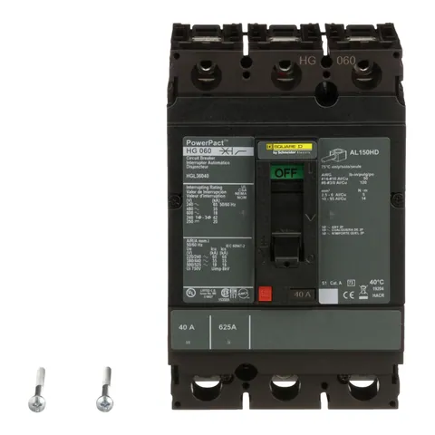 Schneider Electric HJL36040 Circuit breaker, PowerPacT H, 40A, 3 pole, 600VAC, 25kA, lugs, thermal magnetic, 80% — Accessori generali