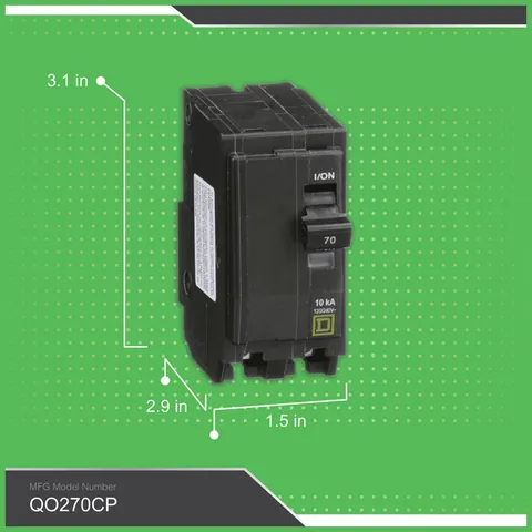 Schneider Electric QO270 Mini circuit breaker, QO, 70A, 2 pole, 120/240VAC, 10kA, plug in mount — Accessori generali