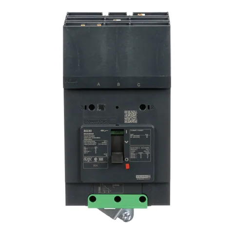 Schneider Electric BGA36030 PowerPacT B-Frame Circuit Breaker, 30A, 3 Pole, 600Y/347VAC, 18kA, I-Line, Thermal Magnetic, 80%, ABC — Accesorios generales