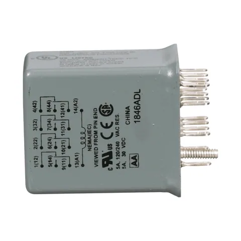 Schneider Electric 8501RSD34V53 Plug in relay, Type R, hermetically sealed miniature, 5A resistive at 240 VAC, 14 blade, 4PDT, 4 NO, 4 NC, 24 VDC coil — General Accessories