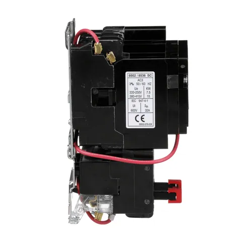Schneider Electric 8536SCO3V01S NEMA motor starter, Type S, nonreversing, Size 1, 27A, 10HP at 460VAC, 5kA SCCR, 3 phase, 3 pole, melting alloy, 24VAC coil, open — General Accessories