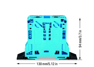 Wago 285-144 POWER CAGE CLAMP feedthrough terminal block; with fixing flanges; 2-conductor; 2/0 AWG stranded, 1/0 AWG solid; 20 mm wide; blue — Reihenklemmen / Klemmleisten