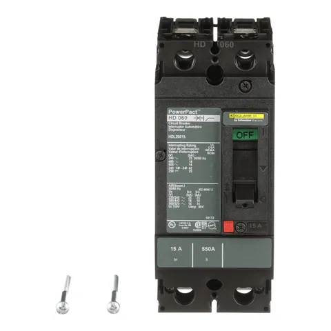 Schneider Electric HDL26015 Circuit breaker, PowerPacT H, 15A, 2 pole, 600VAC, 14kA, lugs, thermal magnetic, 80% — Accessori generali