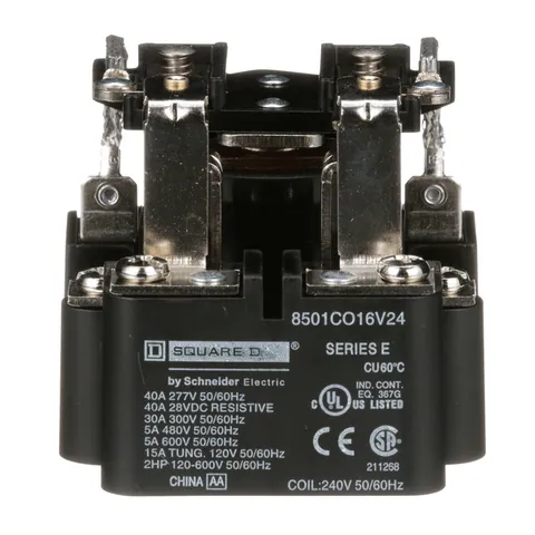 Schneider Electric 8501CO16V24 Power Relay, Type C, 2 hp, 30A resistive at 300VAC, DPDT, 2 normally open and 2 normally closed contact, 240VAC coil — Accesorios generales