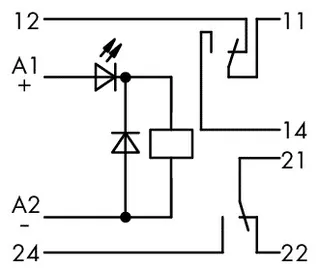 Wago 286-316 Relay module; Nominal input voltage: 220 VDC; 2 changeover contacts; Limiting continuous current: 7 A; Red status indicator; Module width: 20 mm; gray — Contactors & Relays