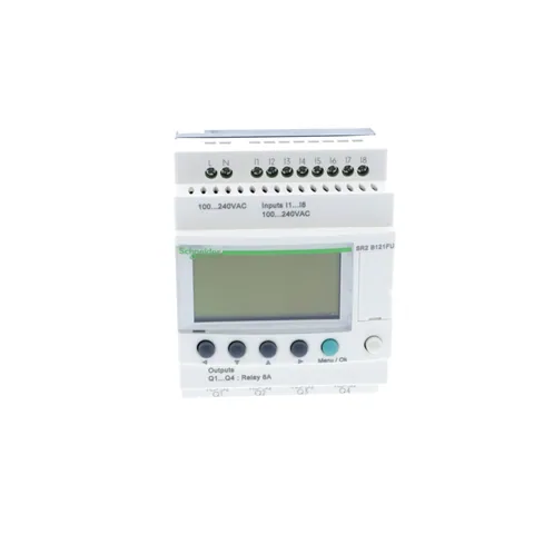 Schneider Electric SR2B121FU compact smart relay, Zelio Logic SR2 SR3, 12 IO, 100 to 240V AC, clock, display — PLCs