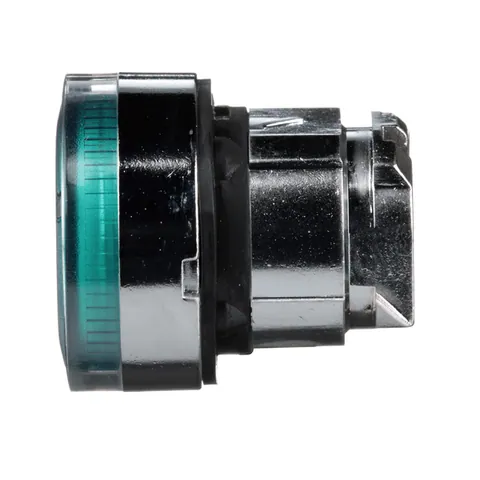 Schneider Electric ZB4BW33 Harmony, 22mm Push Button, illuminated pushbutton head, flush, spring return, green, for BA9s bulb — Switches & Modular Apparatus