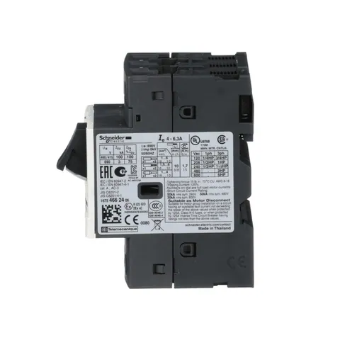 Schneider Electric GV2ME10 TeSys Deca Manual Starter and Protector, thermal magnetic circuit protector, push buttons, 4 to 6.3 A, screw clamp — Interruptores automáticos y fusibles