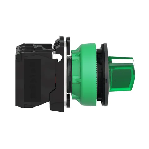 Schneider Electric XB5FK123B5 Illuminated selector switch, Harmony XB5, grey plastic, green handle, 30mm, universal LED, 2 positions, 1NO + 1NC, 24V AC DC — Switches & Modular Apparatus