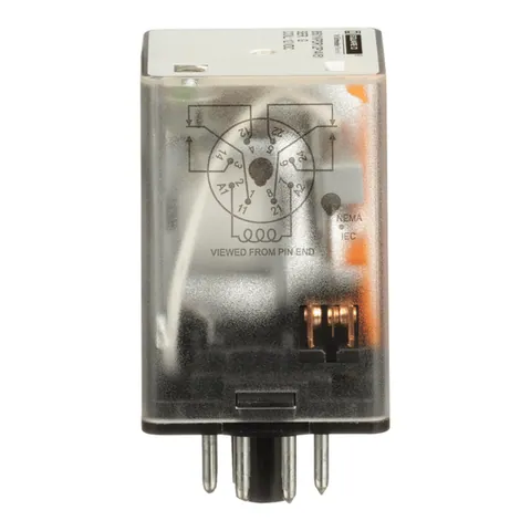 Schneider Electric 8501KPDR12P14V51 Plug in relay, Type KP, tubular, 1 HP at 277 VAC, 10A resistive at 120 VAC, 8 pin, DPDT, 2 NO, 2 NC, 12 VDC coil, light — General Accessories