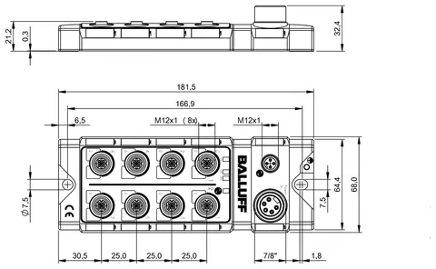 Balluff BNI003W IO-Link sensor/actuator hubs for safety applications (Safe Line) — General Accessories