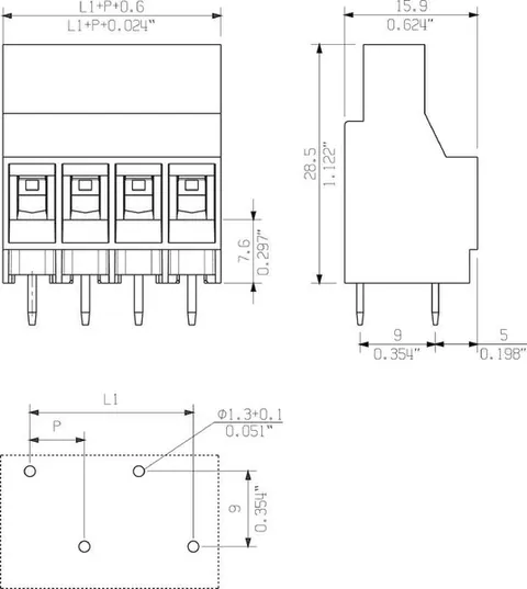 Weidmuller 1356870000 6.35 mm Printed Circuit Board Terminal with 5 Poles and Solder Pin — Accessori generali