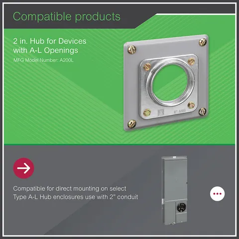 Schneider Electric A200L Meter pak accessory, hub, 2.00in wire size, Series A L, rainproof, 4.63in — General Accessories