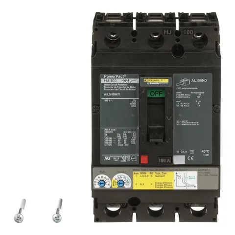 Schneider Electric HJL36100M73 Motor circuit protector, PowerPacT H, 100A, 3 pole, 600VAC, 25kA, lugs, thermal magnetic, 80% — Accessori generali