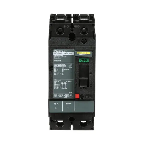 Schneider Electric HGL26015 Circuit breaker, PowerPacT H, 15A, 2 pole, 600VAC, 18kA, lugs, thermal magnetic, 80% — Accessori generali