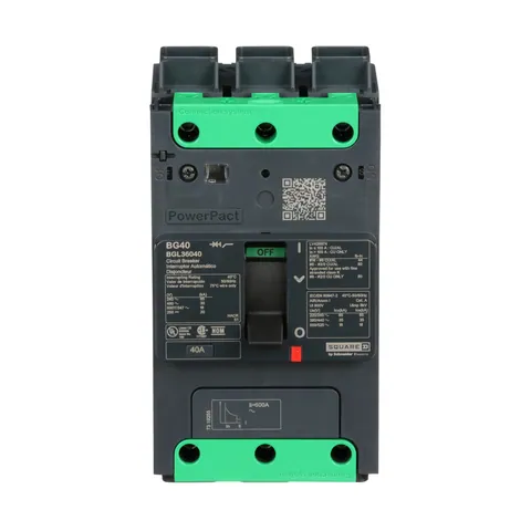 Schneider Electric BGL36040 Circuit breaker, PowerPacT B, 40A, 3 pole, 600Y/347VAC, 18kA, lugs, thermal magnetic, 80% — Allgemeines Zubehör