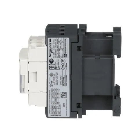 Schneider Electric LC1D09F7 IEC Contactors, TeSys Deca, Non-Reversing, 9A, 5HP at 480VAC, Up to 100kA SCCR, 3 Phase, 3 NO, 110VAC 50/60Hz Coil, Open Style — Contactores y relés
