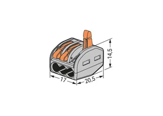 Wago 222-413 Splicing connector; 3-conductor; with operating levers; gray housing — Connectors & Plugs