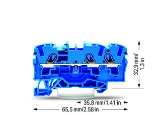 Wago 2004-1304 TOPJOB®S feedthrough terminal block; rail mount; 3-conductor; 6.2 mm wide; blue — Terminal Blocks